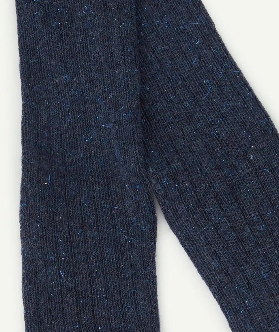 Les collants en tricot bébé fille marine et brillant