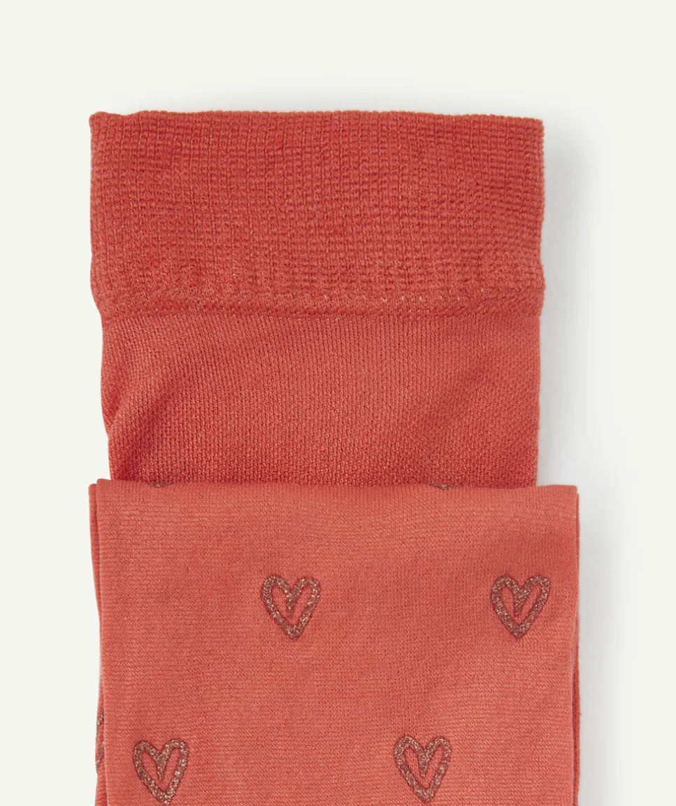 Les collants en voile rouge avec coeurs brodés