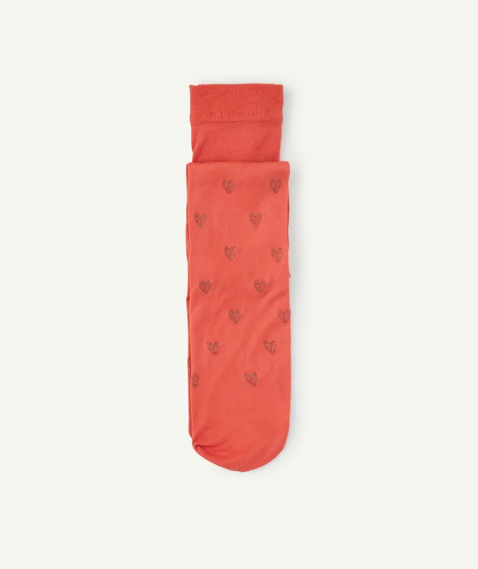 Les collants en voile rouge avec coeurs brodés