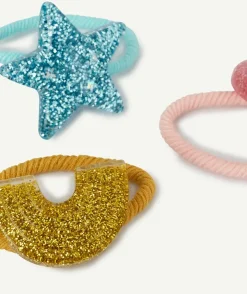 Les 3 élastiques colorés avec formes pailletées en relief
