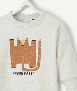 Le sweat évolutif écru chiné en coton pima