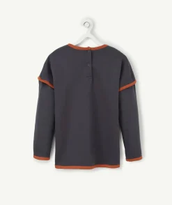 Le t-shirt évolutif 2 en 1 bleu marine et terracotta en coton pima