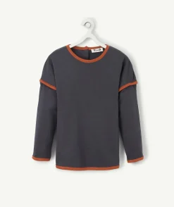 Le t-shirt évolutif 2 en 1 bleu marine et terracotta en coton pima