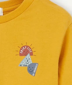 Le t-shirt évolutif manches longues jaune en coton pima