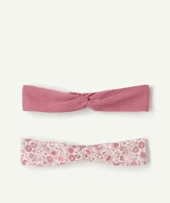 Lot 2 bandeaux cheveux bébé fille rose imprimés