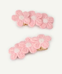 Lot 2 barrettes bébé fille fleurs roses