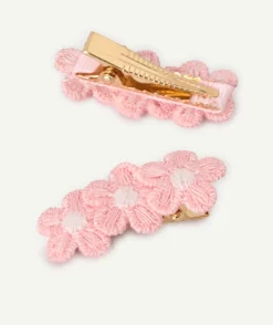 Lot 2 barrettes bébé fille fleurs roses