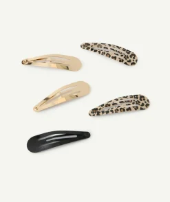 Lot barrettes fille léopard et couleur dorée