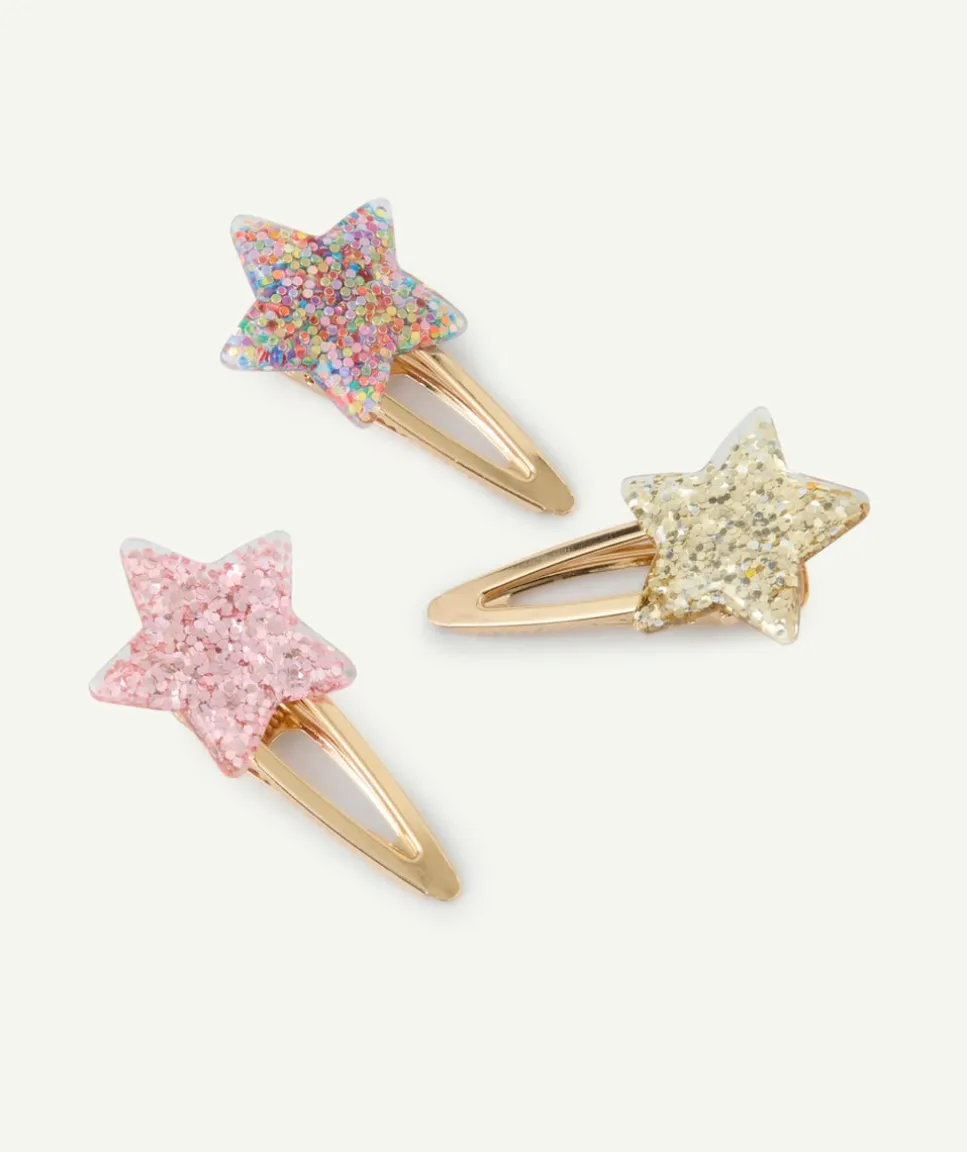Lot 3 barrettes fille étoiles pailletées