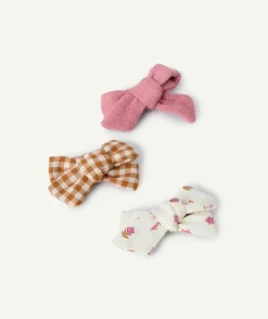 Lot barrettes nœud bébé fille rose et imprimé