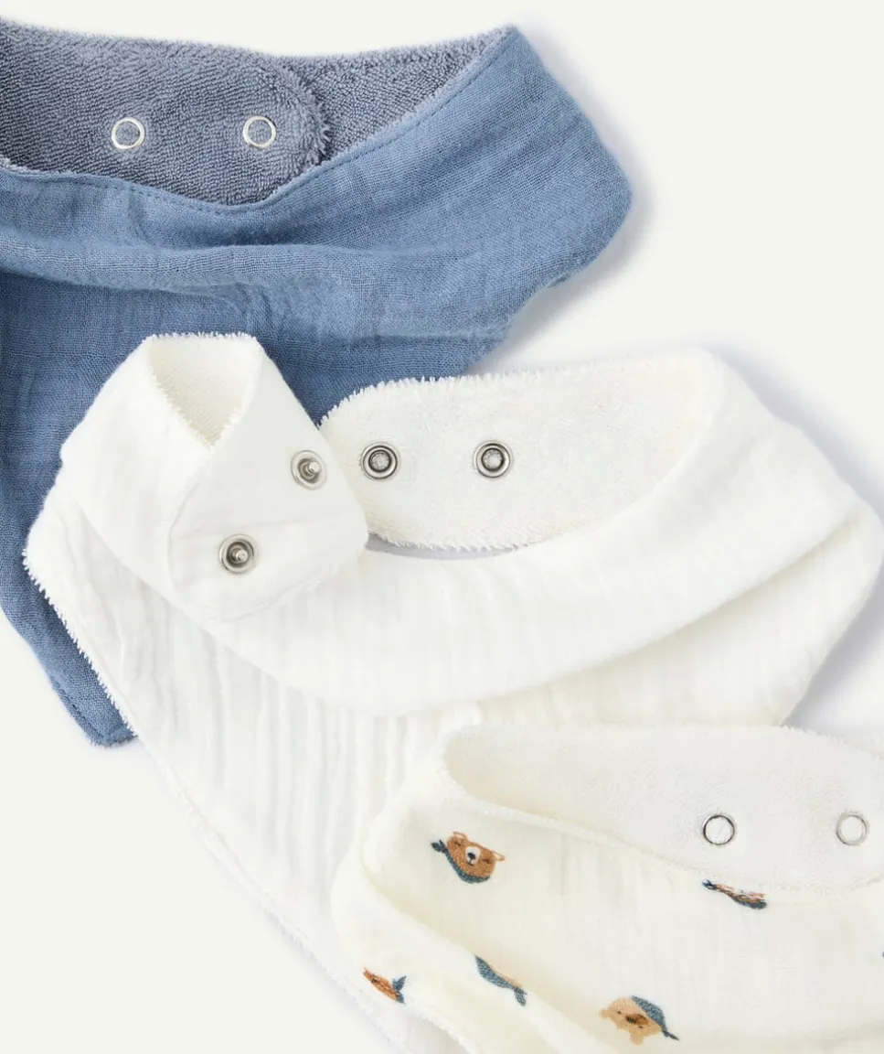Lot 3 bavoirs bandana bébé garçon imprimé ourson