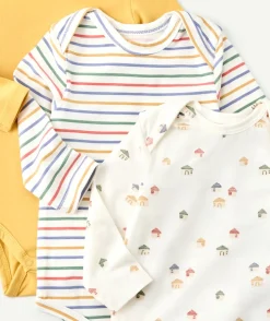 Lot 3 bodies bébé garçon jaune, rayé et imprimé