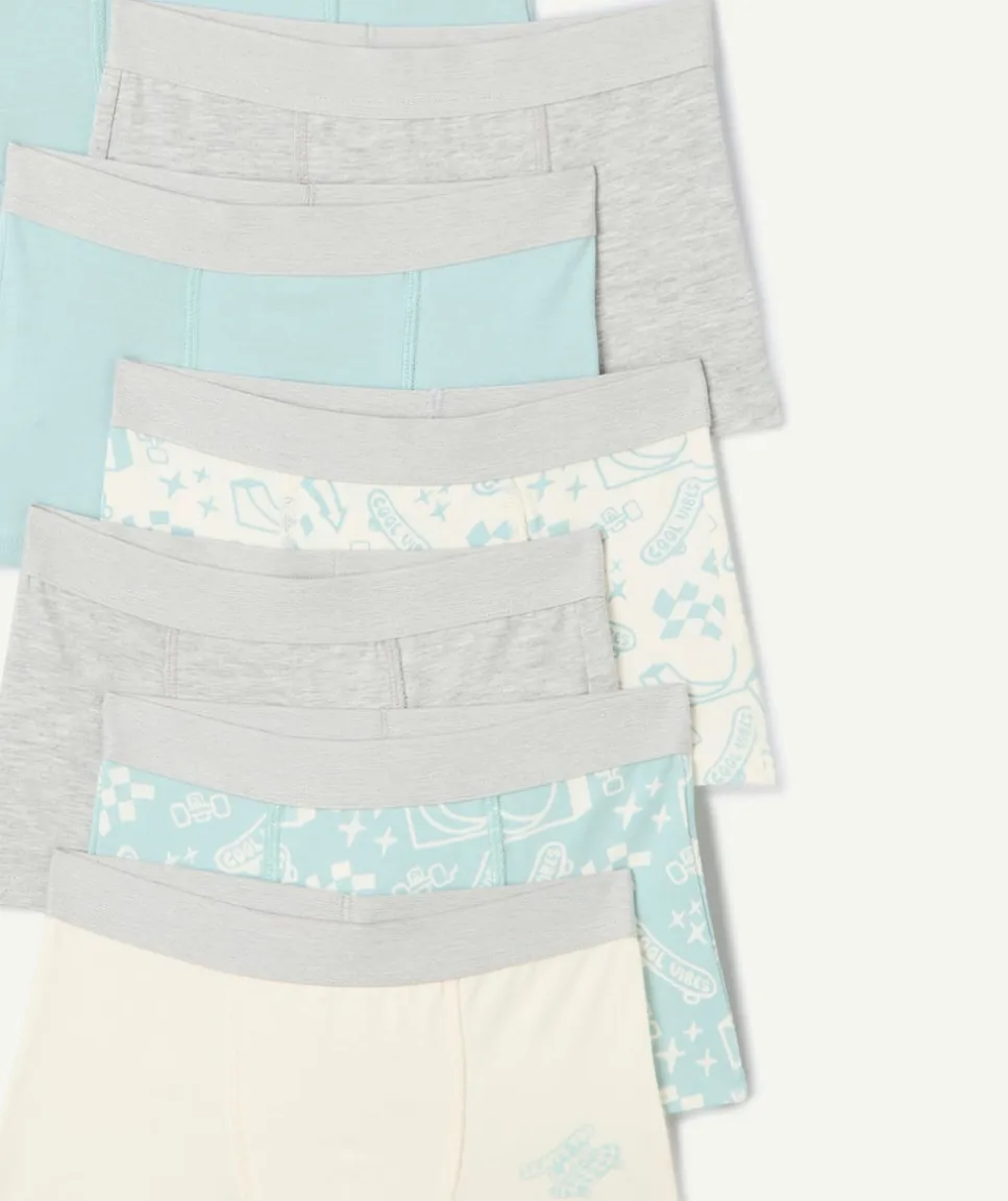 Lot 7 boxers garçon coton imprimés pastel