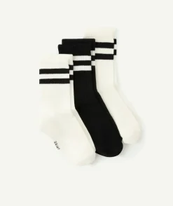 Lot chaussettes enfant rayées noir et blanc
