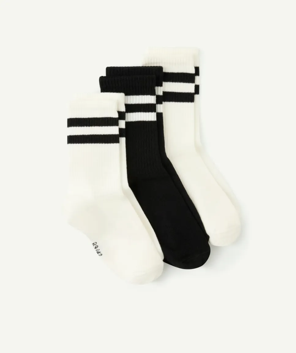 Lot chaussettes enfant rayées noir et blanc