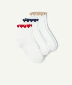 Lot chaussettes fille blanches cœurs contrastés