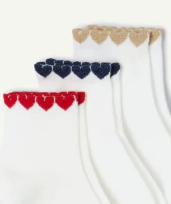 Lot chaussettes fille blanches cœurs contrastés