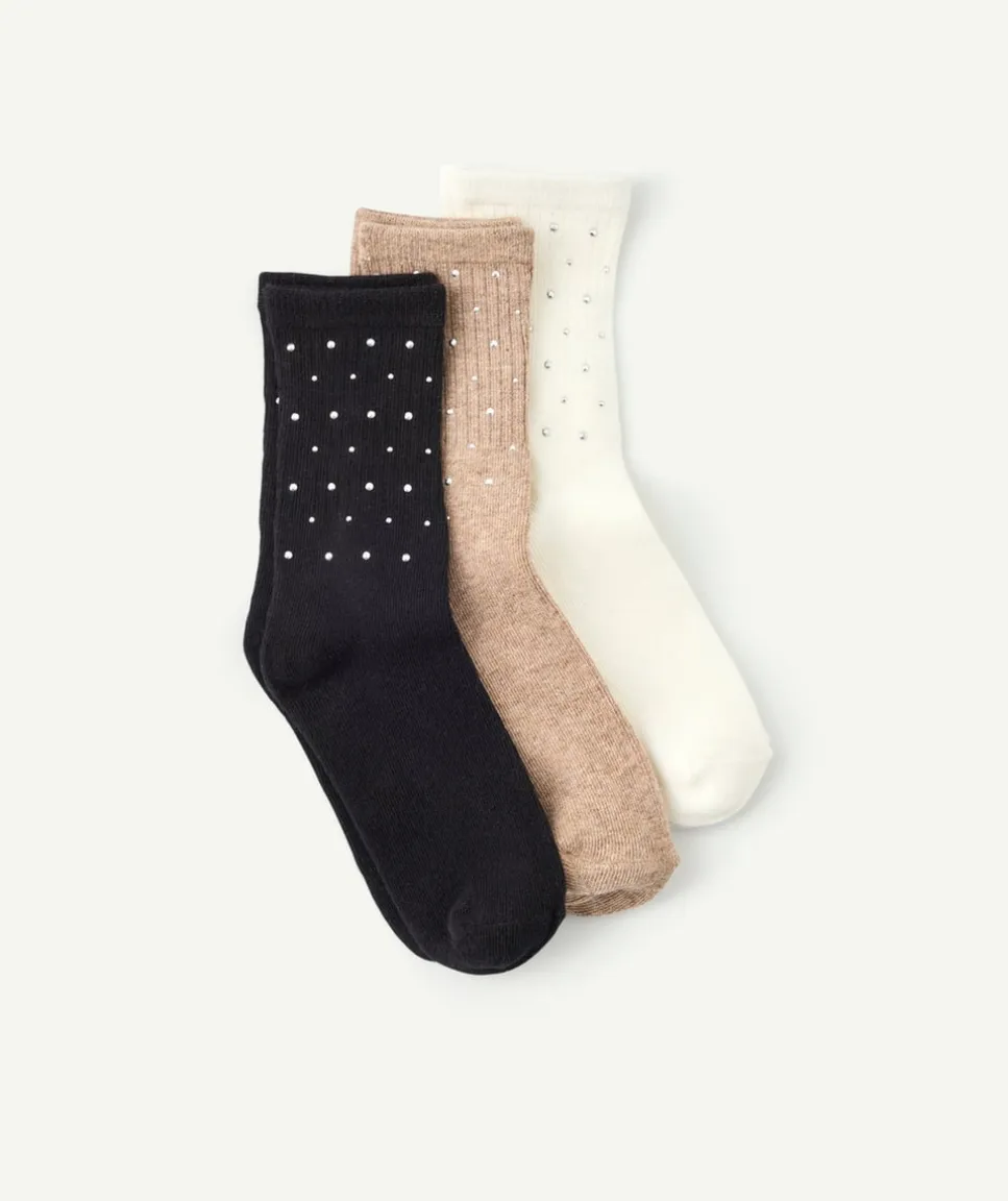 Lot 3 chaussettes fille à strass