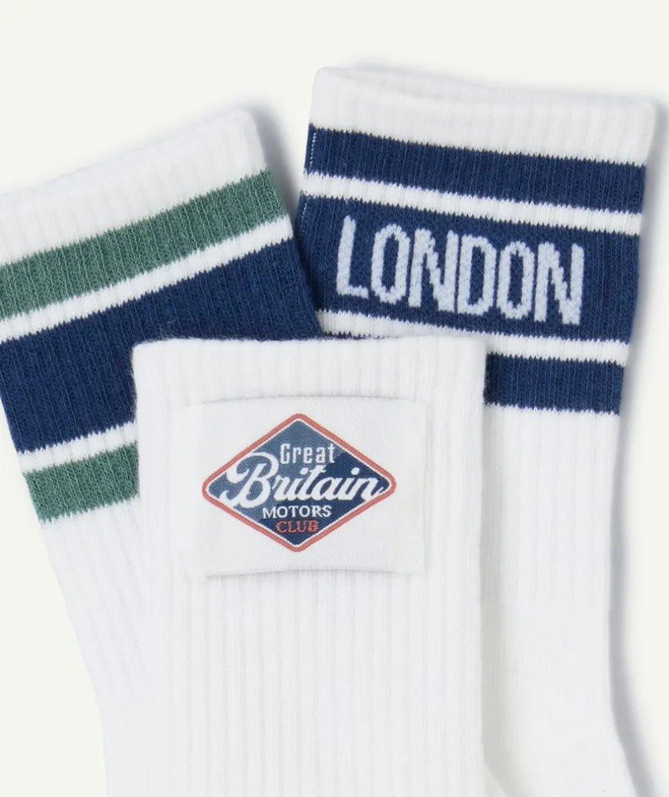 Lot 5 chaussettes garçon blanches motif sport