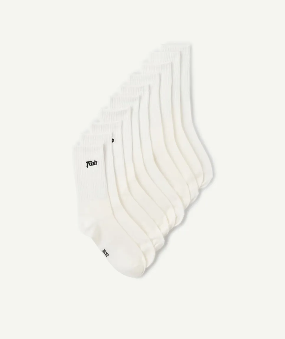 Lot 5 chaussettes garçon blanches logo
