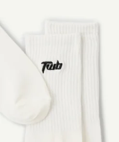 Lot 5 chaussettes garçon blanches logo