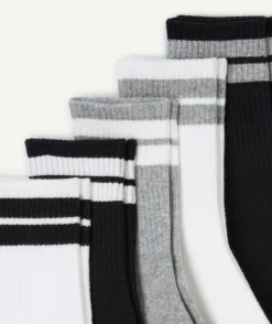 Lot 5 chaussettes garçon rayées noir gris