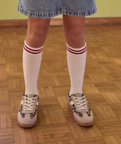 Lot chaussettes hautes fille côtelées rayées