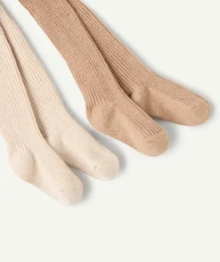 Lot collants bébé fille côtelés neutres