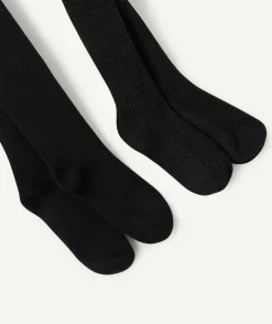 Lot 2 collants fille noirs unis