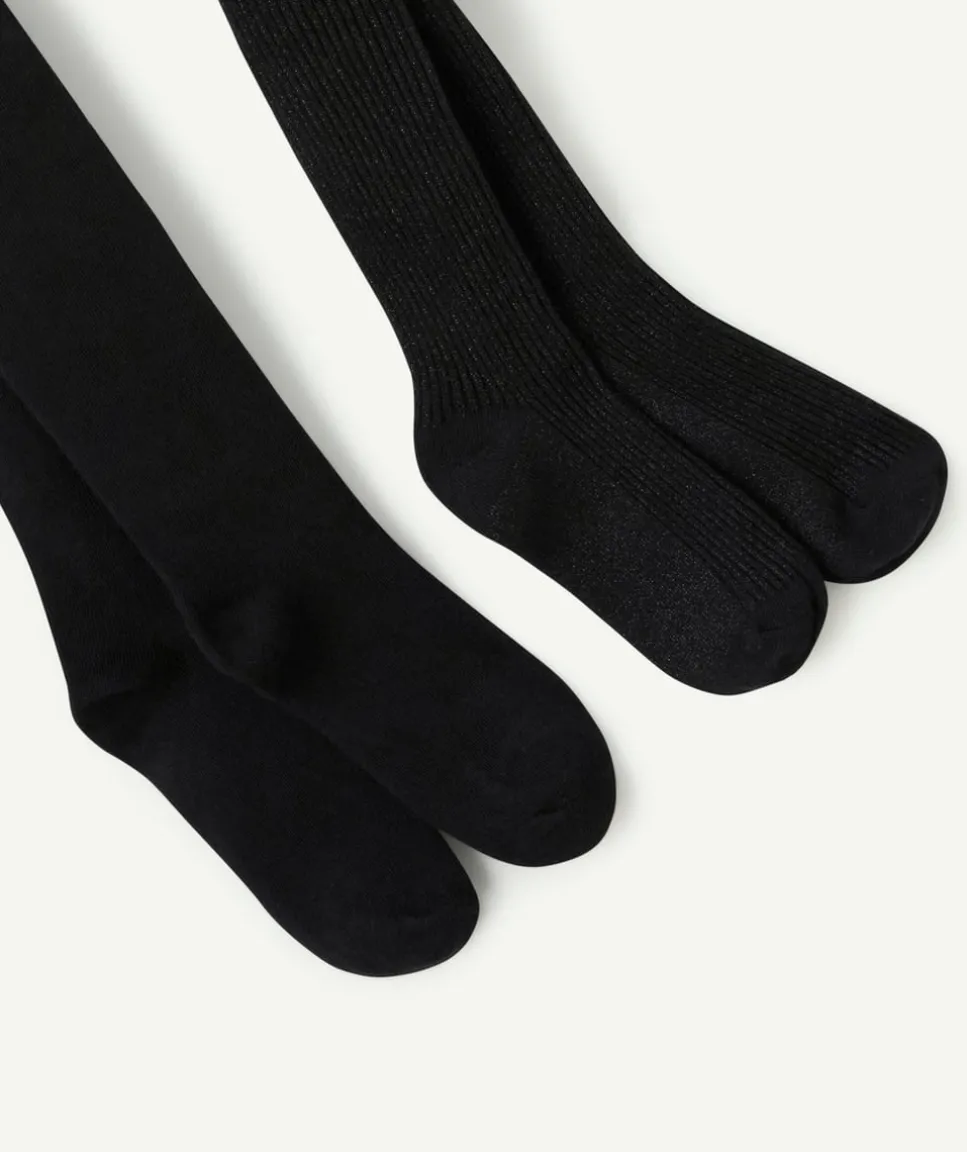 Lot 2 collants fille noirs unis