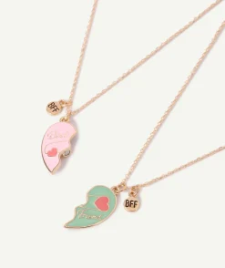Lot colliers fille cœur bff pastels