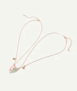 Lot colliers fille cœur bff pastels