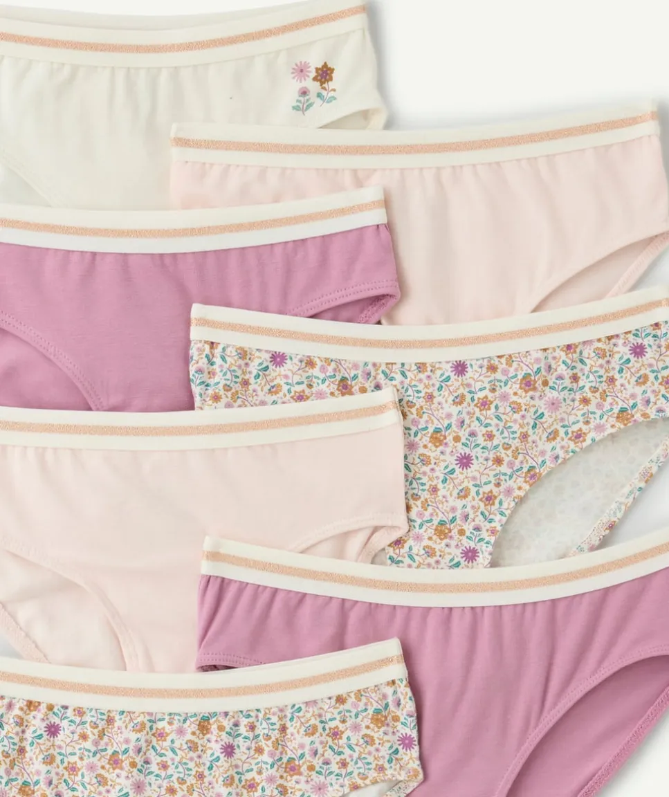 Lot 7 culottes fille coton fleurs pastel