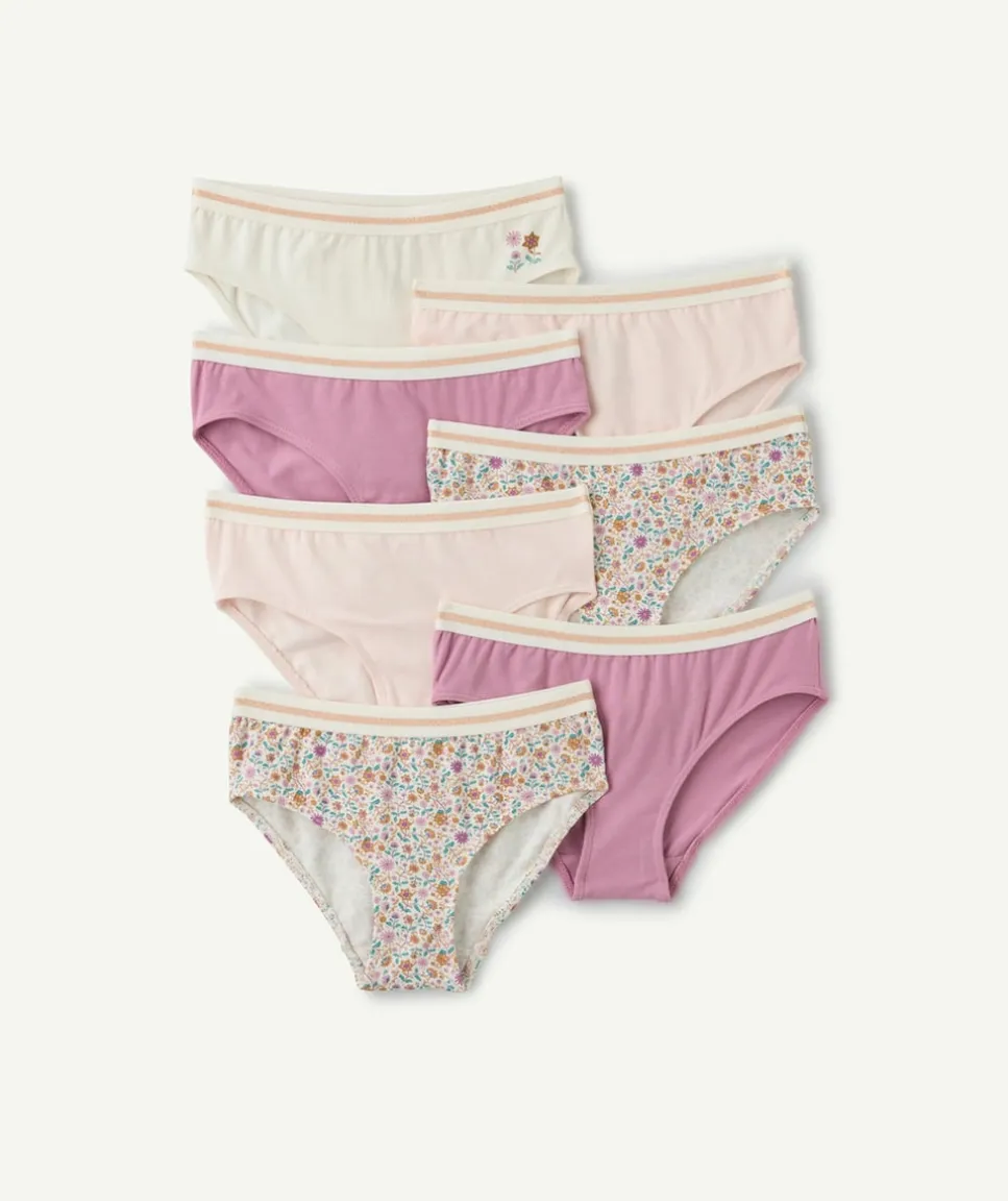 Lot 7 culottes fille coton fleurs pastel