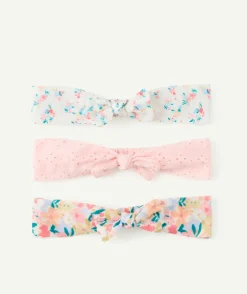 Lot de 3 bandeaux bébé fille avec imprimé et brodé