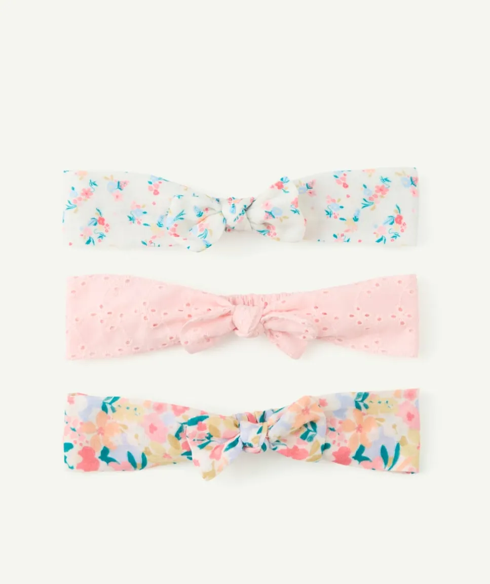 Lot de 3 bandeaux bébé fille avec imprimé et brodé