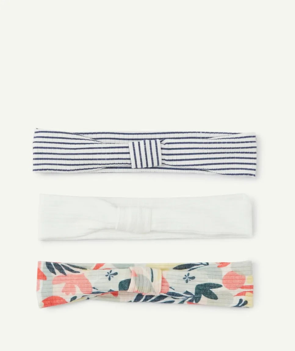 Lot de 3 bandeaux bébé fille à côtes et avec noeuds
