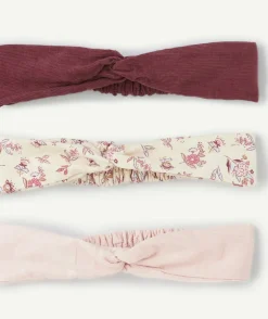 Lot de bandeaux bébé fille rose et bordeaux