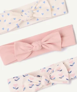 Lot de 3 bandeaux bébé fille roses et mprimés