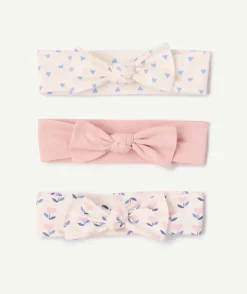 Lot de 3 bandeaux bébé fille roses et mprimés