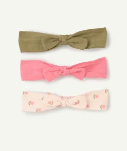 Lot de 3 bandeaux fille avec nœud unis et fleuris