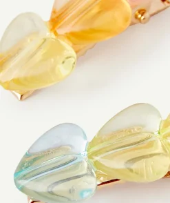 Lot de 2 barrettes bébé fille avec coeurs colorés transparents