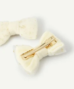Lot de 2 barrettes bébé fille couleur blanches et couleur dorée