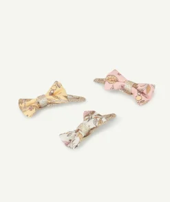 Lot de 3 barrettes bébé fille couleur dorée avec noeuds fleuris