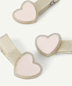 Lot de 3 barrettes bébé fille cœurs pailletés