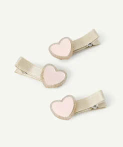 Lot de 3 barrettes bébé fille cœurs pailletés