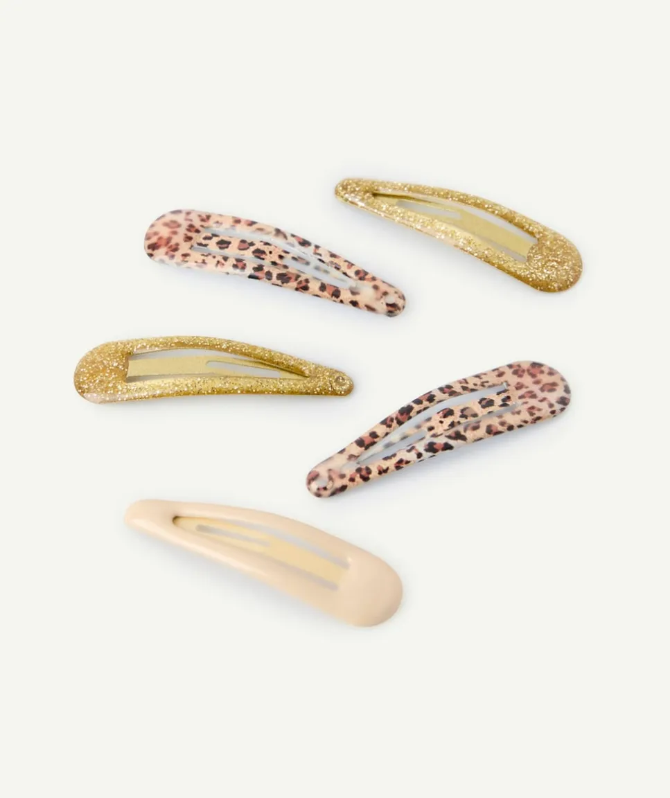 Lot de barrettes bébé fille imprimé léopard et paillettes