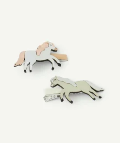 Lot de 2 barrettes chevaux bébé fille