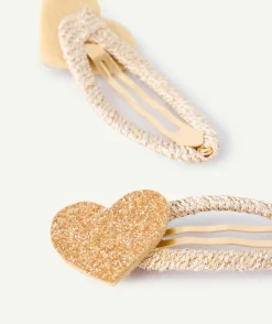 Lot de barrettes couleur dorée cœur pour fille