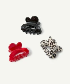 Lot de 3 barrettes crabes fille multicolores imprimé